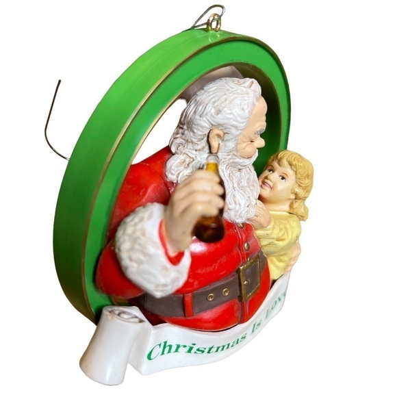 VINTAGE COCA COLA, TRIM A TREE SANTA CLAUS “CHRISTMAS IS LOVE” ORNAMENT 1986 - Picture 3 of 7